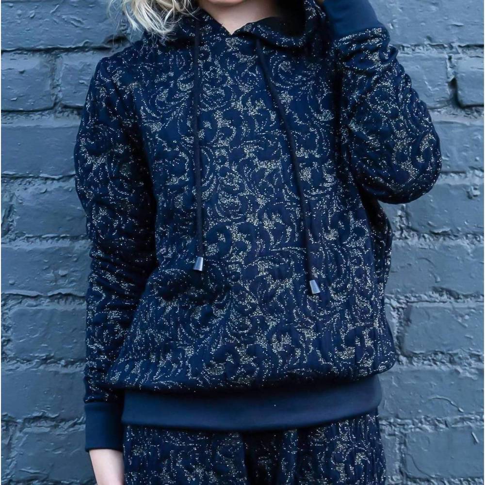 NEW EVA FRANCO girl's mini noah hoodie in navy knit